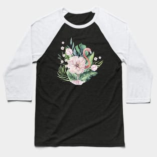 Flamingo Flower Baseball T-Shirt